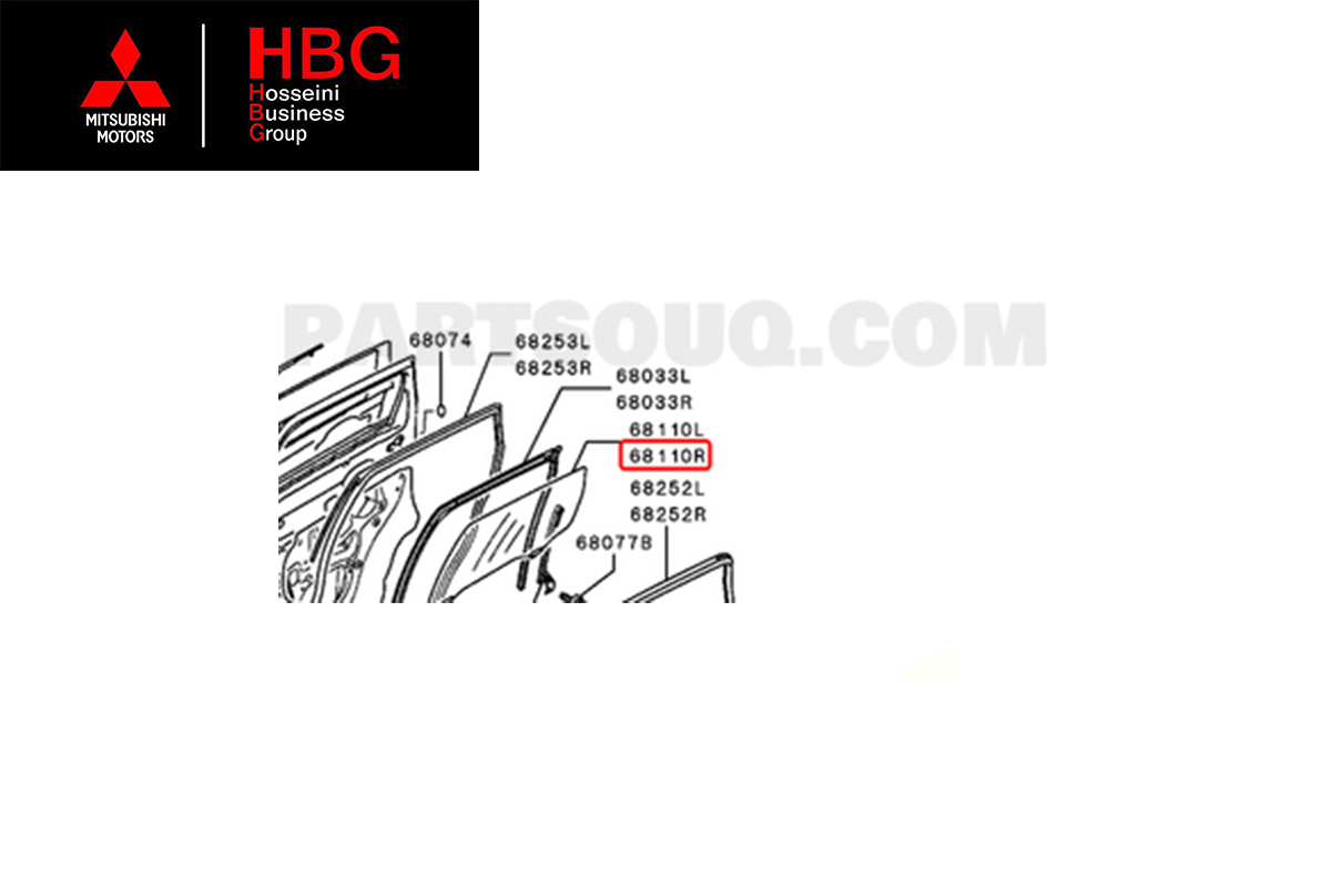 شيشه درب عقب راست اصلی میتسوبیشی ( Genuine parts ) - اوتلندر