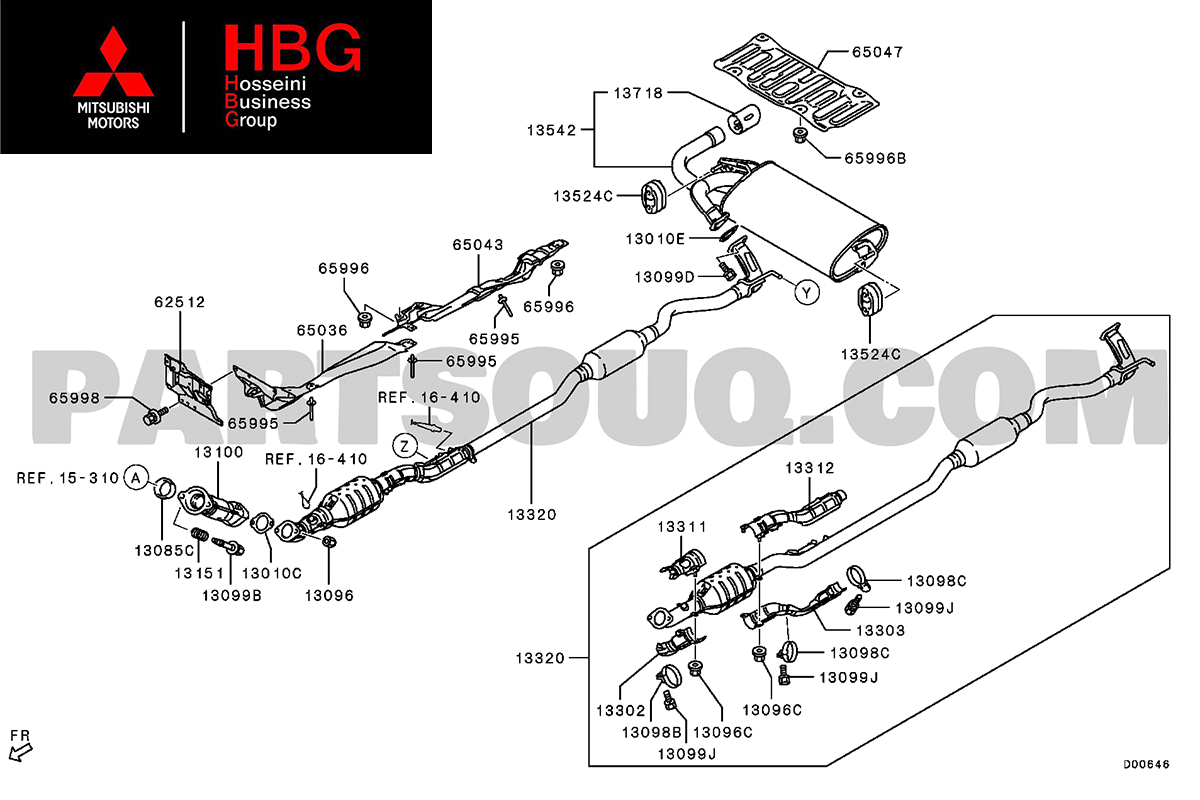 لوله اگزوز مياني اصلی میتسوبیشی ( Genuine parts ) - ای اس ایکس